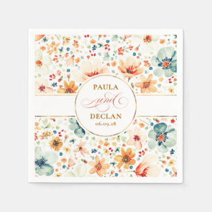 Waterverf Wildflowers Elegant Boho Fall Wedding Servet