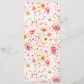 Waterverf Wildflowers Elegant Boho Wedding Menu (Achterkant)