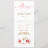 Waterverf Wildflowers Elegant Boho Wedding Menu (Voorkant)