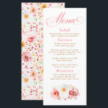 Waterverf Wildflowers Elegant Boho Wedding Menu<br><div class="desc">Waterverf Wildflowers Elegante bruiloft menu kaarten</div>