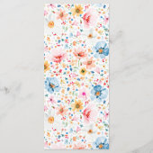 Waterverf Wildflowers Elegant Boho Wedding Menu (Achterkant)