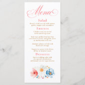 Waterverf Wildflowers Elegant Boho Wedding Menu (Voorkant)