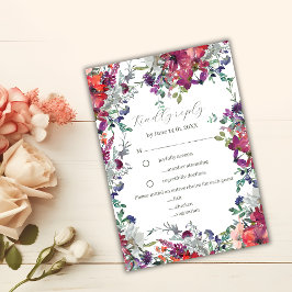 Waterverf Wildflowers Elegant Boho Wedding RSVP