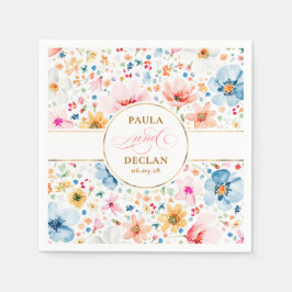 Waterverf Wildflowers Elegant Boho Wedding Servet