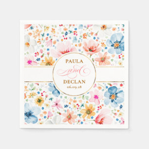 Waterverf Wildflowers Elegant Boho Wedding Servet