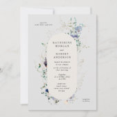 Waterverf Wildflowers Elegante huwelijksuitnodigin Kaart (Voorkant)