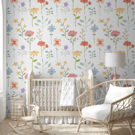 Waterverf Wildflowers Floral Baby Kwekerij Slaapka Behang