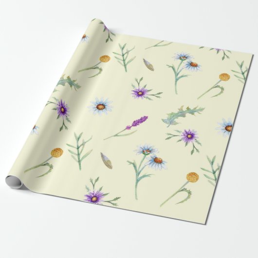  Waterverf Wildflowers Floral Cadeaupapier (Uitgerold)