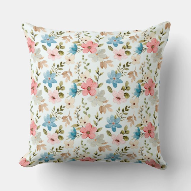 Waterverf Wildflowers Floral Pattern-67676 Kussen (Voorkant)