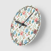 Waterverf Wildflowers Floral Pattern-67676 Ronde Klok (Hoek)