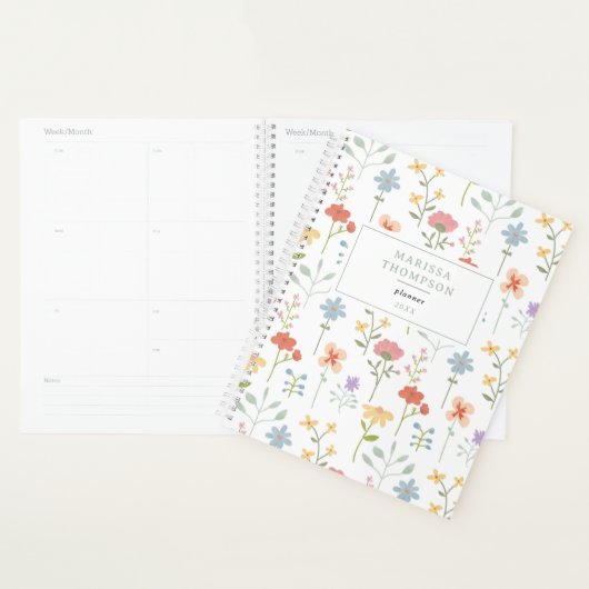 Waterverf Wildflowers Floral Pattern Recept Planner (Display)