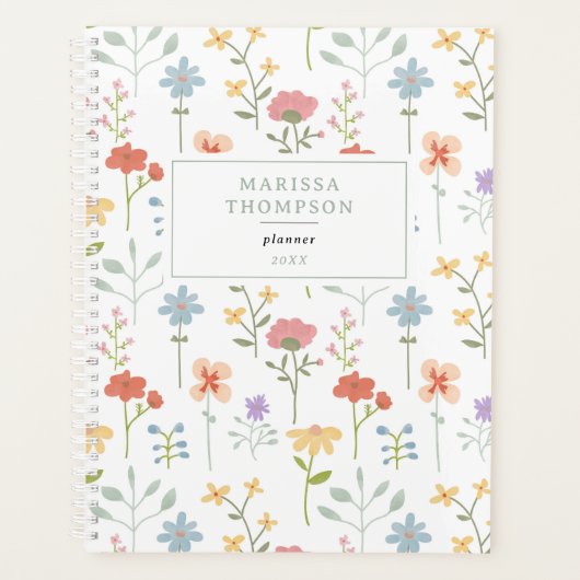 Waterverf Wildflowers Floral Pattern Recept Planner (Voorkant)