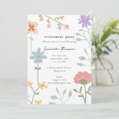 Waterverf Wildflowers Floral Retirement Party Kaart (Staand voorkant)