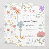 Waterverf Wildflowers Floral Retirement Party Kaart (Voorkant / Achterkant)