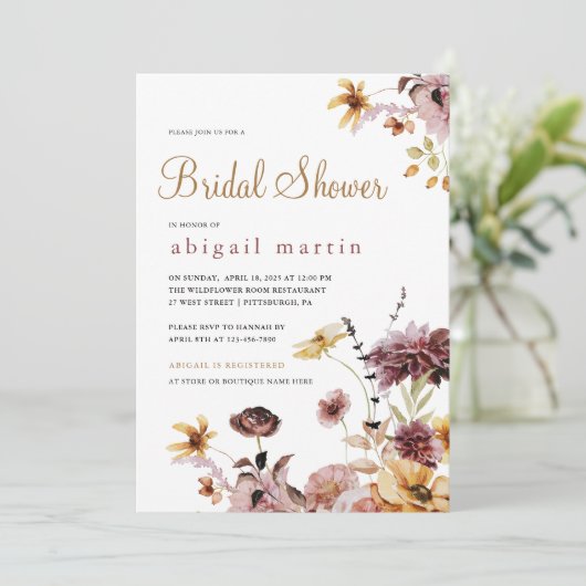  Waterverf Wildflowers Floral Vrijgezellenfeest Kaart (Staand voorkant)