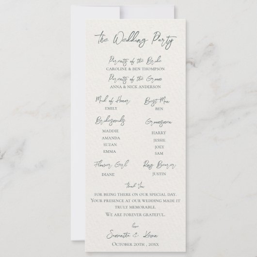 Waterverf Wildflowers Floral Wedding Program Kaart (Achterkant)