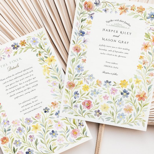 Waterverf Wildflowers Florence Wedding Kaart