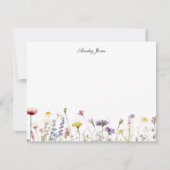 Waterverf Wildflowers Gepersonaliseerde Flat Dank  Bedankkaart (Voorkant)