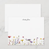 Waterverf Wildflowers Gepersonaliseerde Flat Dank  Bedankkaart (Voorkant / Achterkant)