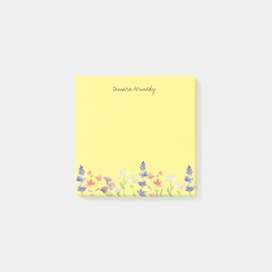 Waterverf Wildflowers Gepersonaliseerde naam Flora Post-it® Notes (Voorkant)