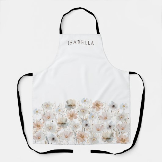 Waterverf Wildflowers Gepersonaliseerde naam Schort (Voorkant)