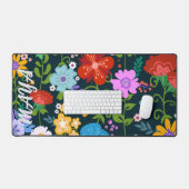 Waterverf Wildflowers Gepersonaliseerde scriptnaam Bureaumat (Keyboard & Muis)
