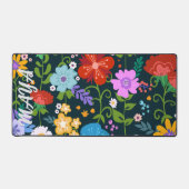 Waterverf Wildflowers Gepersonaliseerde scriptnaam Bureaumat (Voorkant)