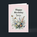 Waterverf Wildflowers Happy Birthday Sister Kaart<br><div class="desc">"AI-gegenereerd kunstwerk met ontwerprichting door Susang6"</div>