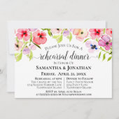 Waterverf Wildflowers Huwelijksrepetitie & Diner Kaart (Voorkant)