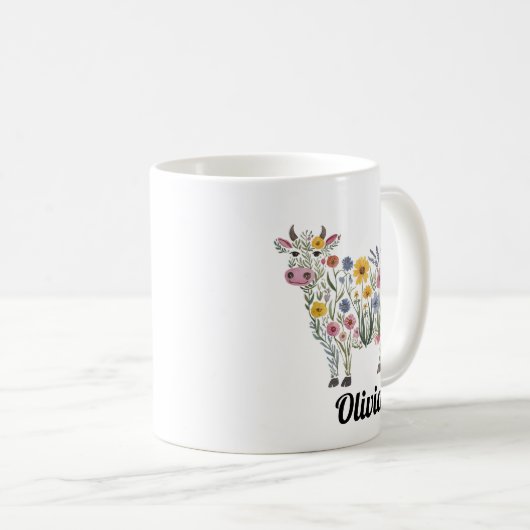 Waterverf Wildflowers in de vorm van een Schattige Koffiemok (Voorkant rechts)