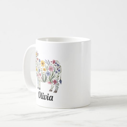 Waterverf Wildflowers in de vorm van een Schattige Koffiemok (Voorkant links)