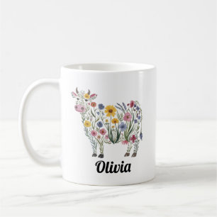 Waterverf Wildflowers in de vorm van een Schattige Koffiemok