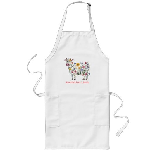 Waterverf Wildflowers in de vorm van een Schattige Lang Schort (Voorkant)