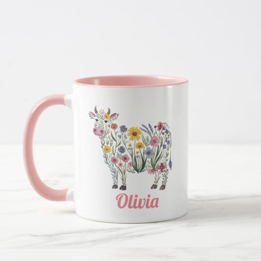 Waterverf Wildflowers in de vorm van een Schattige Mok (Links)