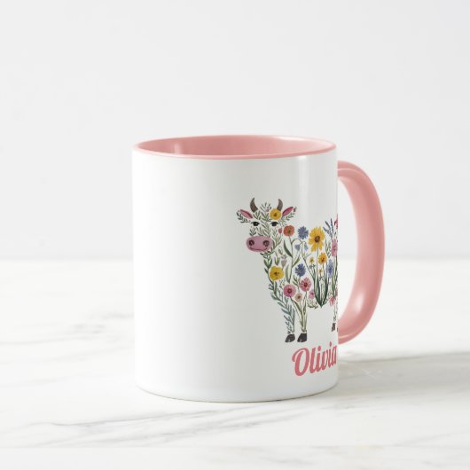 Waterverf Wildflowers in de vorm van een Schattige Mok (Voorkant rechts)