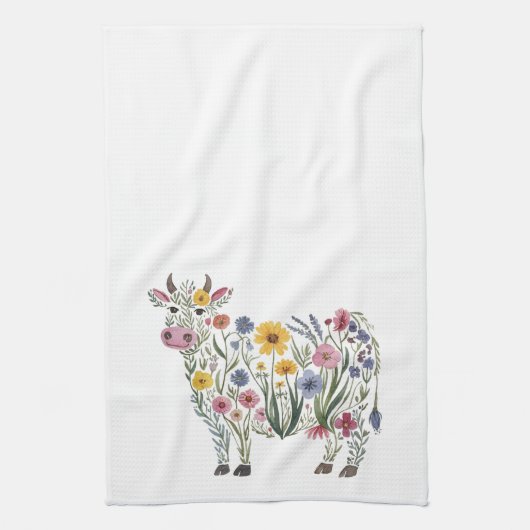 Waterverf Wildflowers in de vorm van een Schattige Theedoek (Verticaal)