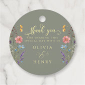 Waterverf Wildflowers Kalligrafie Sage Wedding Bedankjes Labels (Achterkant)