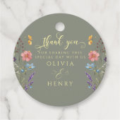 Waterverf Wildflowers Kalligrafie Sage Wedding Bedankjes Labels (Voorkant)