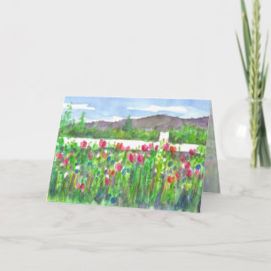 Waterverf Wildflowers Landschap Happy Birthday Kaart