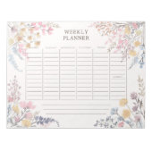 Waterverf Wildflowers lichtroze weekplanner Notitieblok (Voorkant)