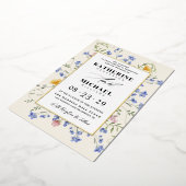 Waterverf Wildflowers Meadow details RSVP Wedding Folie Uitnodiging (Gedraaid)