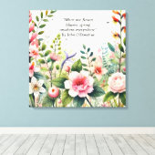 Waterverf Wildflowers met Spring Quote Floral Canvas Afdruk (Insitu (Houten vloer))