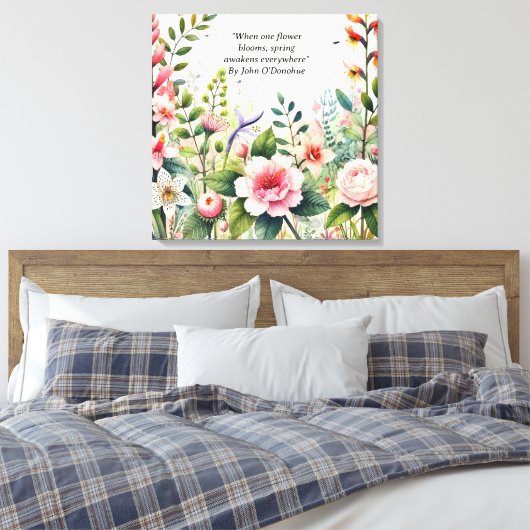 Waterverf Wildflowers met Spring Quote Floral Canvas Afdruk (Insitu (Slaapkamer))