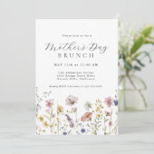 Waterverf Wildflowers Moederdag Brunch Kaart (Staand voorkant)