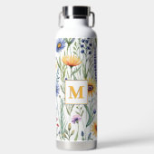 Waterverf Wildflowers Monogrammed Floral Waterfles (Voorkant)