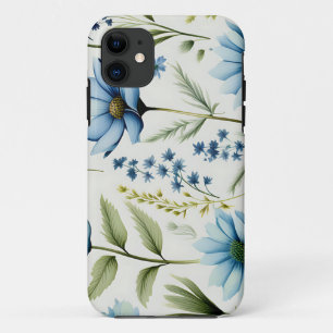 Waterverf Wildflowers op lichtblauw Case-Mate iPhone Case