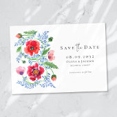 Waterverf Wildflowers Poppy Script Wedding Save The Date