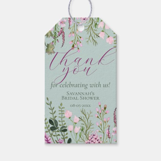 Waterverf Wildflowers Purple Flowers Bedankt Cadeaulabel (Voorkant)