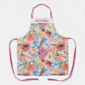 Waterverf Wildflowers Roze Blauw Ontwerp Schort (Voorkant)