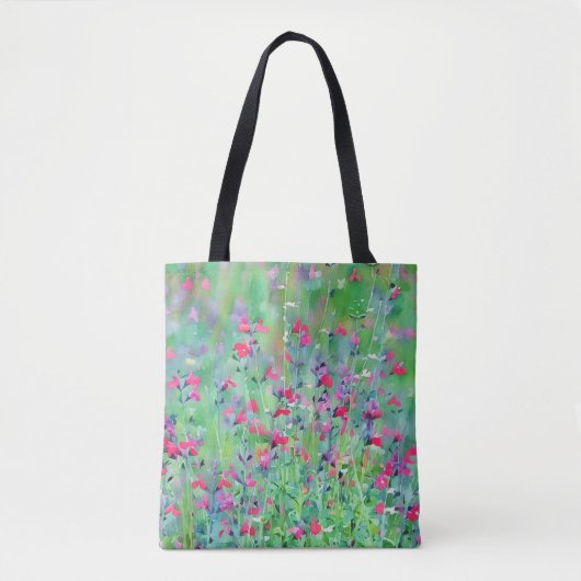 Waterverf Wildflowers Roze Bloemen Art Canvas tas (Voorkant)